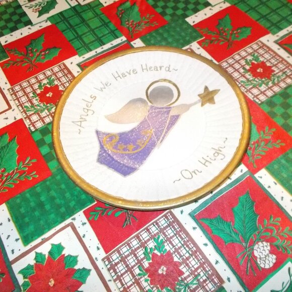 Handpainted Xmas Angel decorative plate - Picture 1 of 1